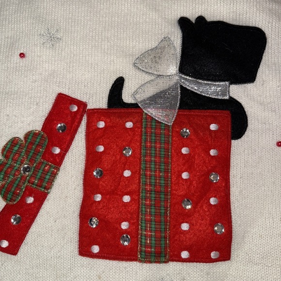 Ugly Christmas Sweater Ladies XXL Vintage Scotty Dogs Pearls, Rhinestones - Picture 2 of 9